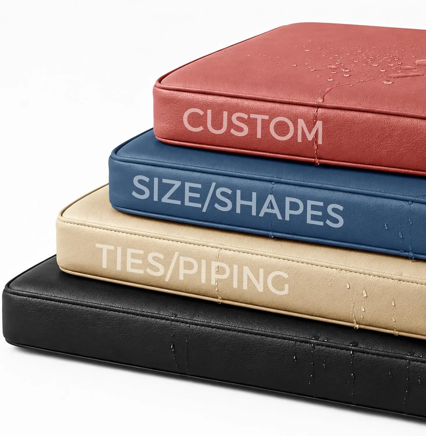 CustomFaux Leather Bench Cushion 5cm Non‑Slip Indoor Outdoor Pad 50D High‑Resilience  Bench Sofa Terrace Garden Swing