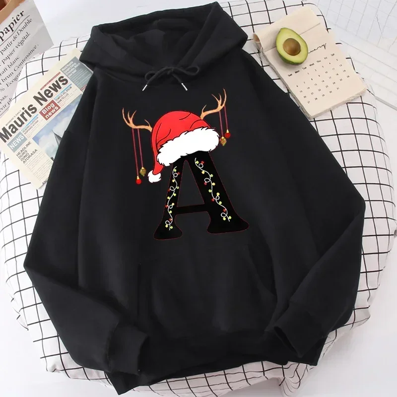 New Creative design Christmas 26 Alphabet Printed clothes Women Fashion Merry Christmas Gift for Female Clothing Casual clothing