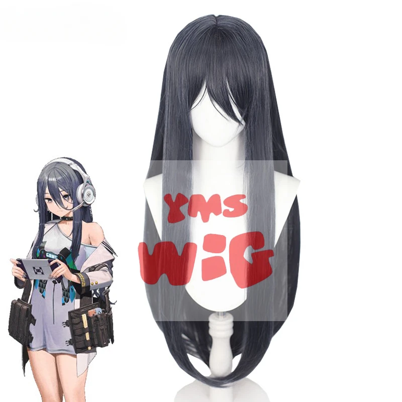 YMS WIG Synthetic Hair Exia Cosplay Wigs Nikke The Goddess Of Victory Exia 80cm Women Long Straight Dark Grey Wig Heat Resistant