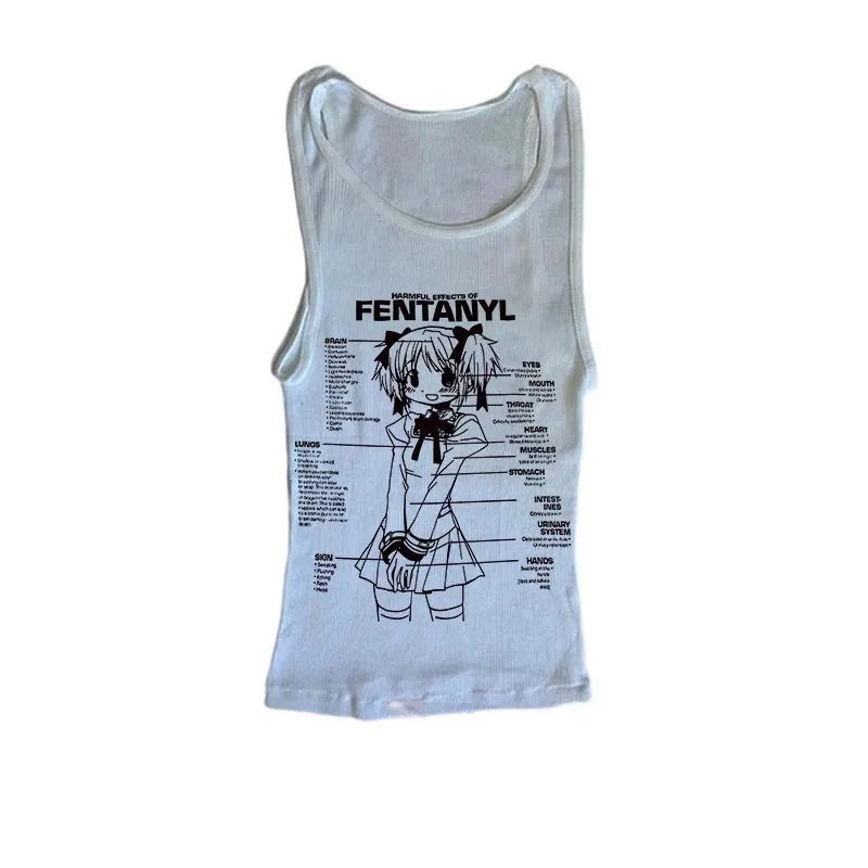 Damen Anime Grafik T-Shirts 2000er Jahre Kleidung Y2K Mode EMO Vintage Street Aesthetic Baby Tees Lässige Kurzarm Crop Tops