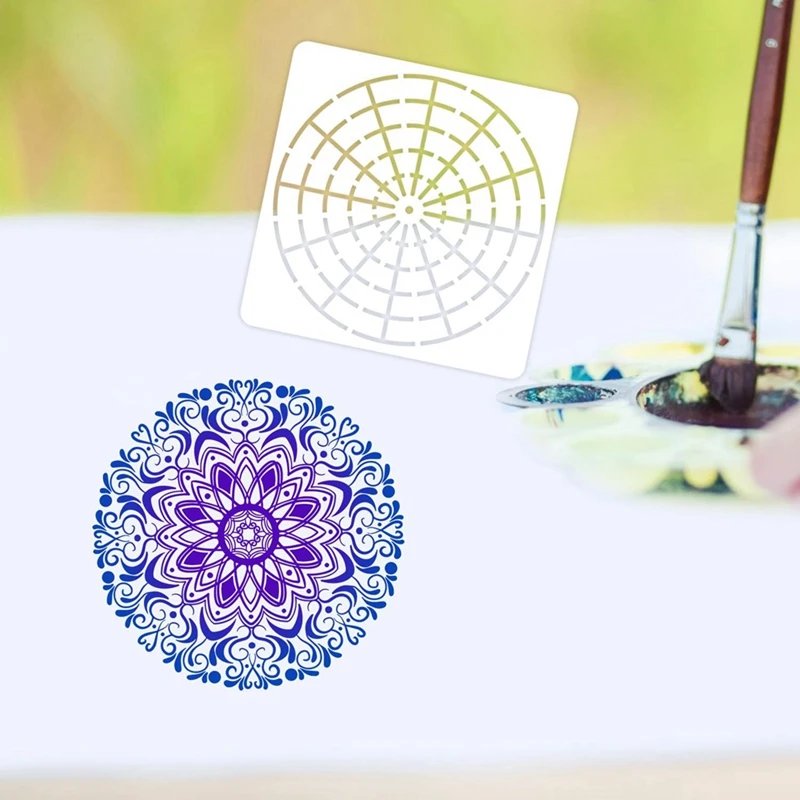 Imagem -02 - Mandala Dot Pintura Ferramenta Stencils Grupo Reutilizável Stencil Template Rock Wood Canvas Faça Você Mesmo Novo 15 Pcs