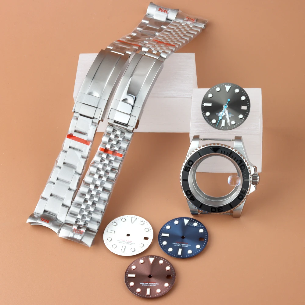 28.5mm NH35 Dial Hands 40mm Fit Yacht-Master Case Watch Accessories For NH34 NH35 NH36 NH38 Movement Silver Jubilee/Oyster Strap