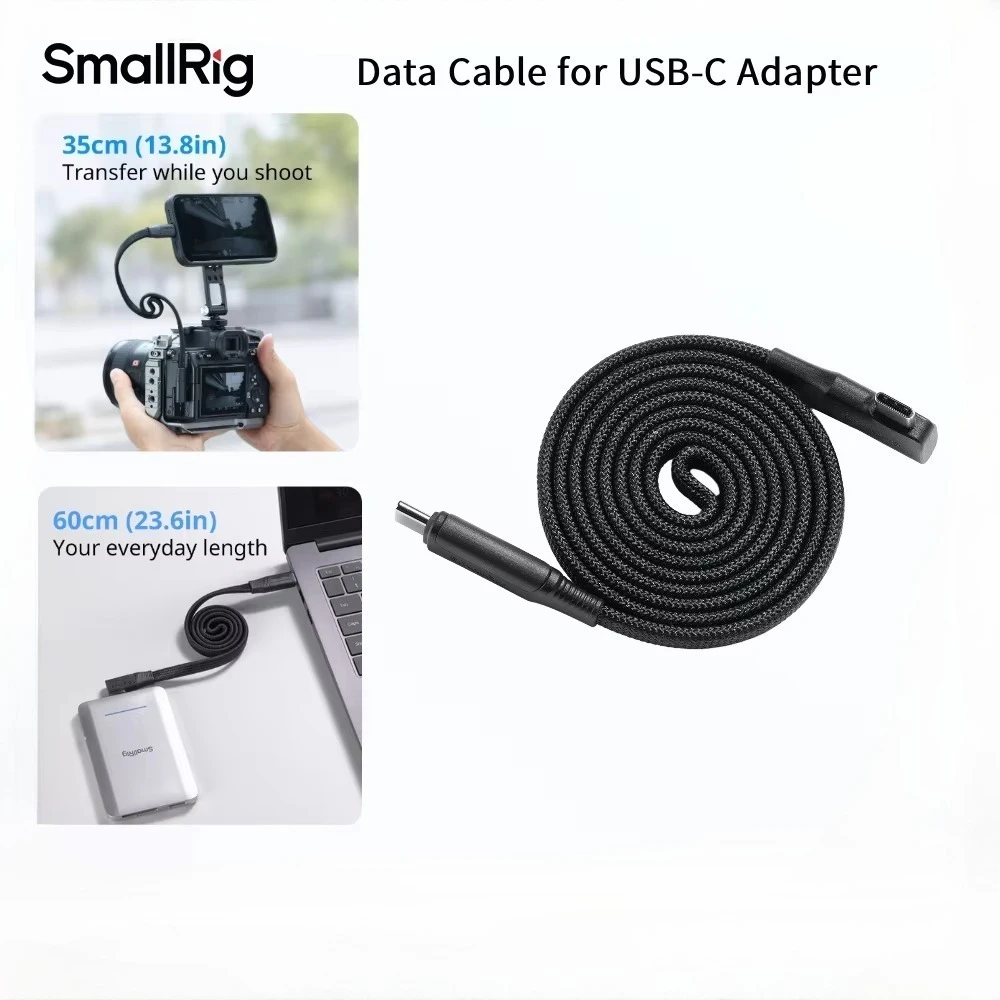 SmallRig 5611 Data Cable for USB-C Adapter Charging and Data Transfer in One Compatible with Devices Featuring a USB-C Port