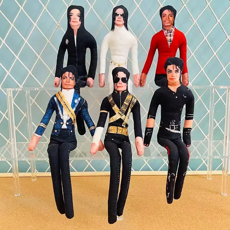 MJ Michael Jackson Cosplay Prop Doll Plush Figure Abstract Joint Mobility Soft Stuffed Doll Desk Ornaments Fans Collection Gift