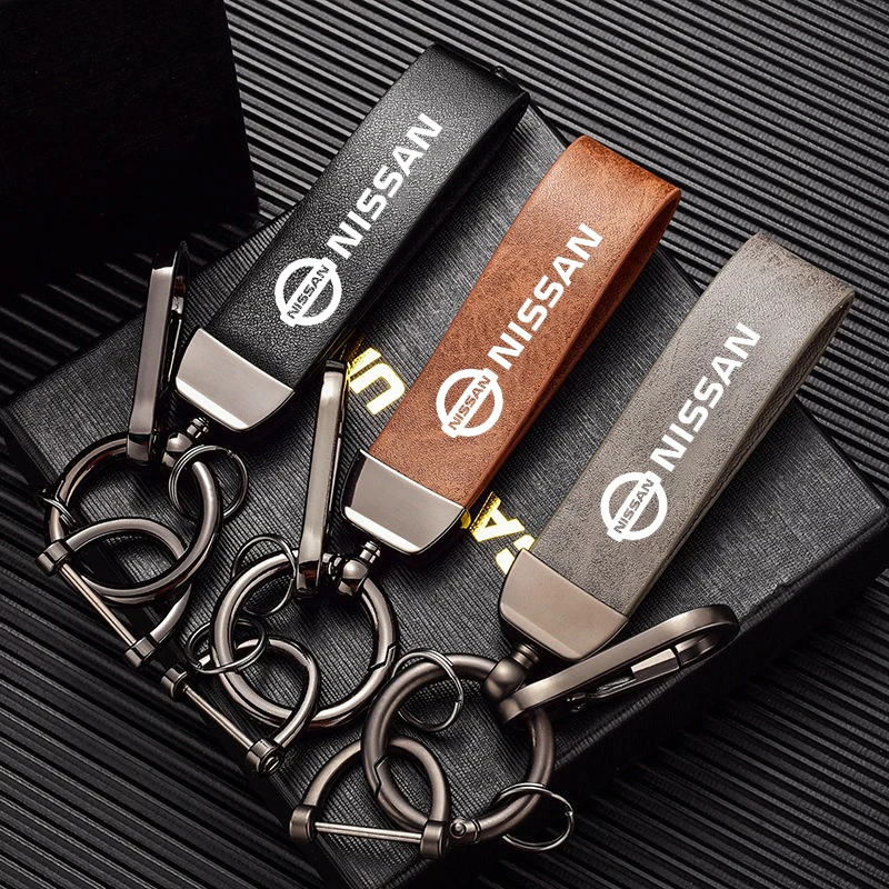 Metal/Leather Car Styling Emblem Keychain Buckle Key Chain Rings Gift For Nissan Qashqai X-Trail T32 T31 Juke J10 Kicks Tiida