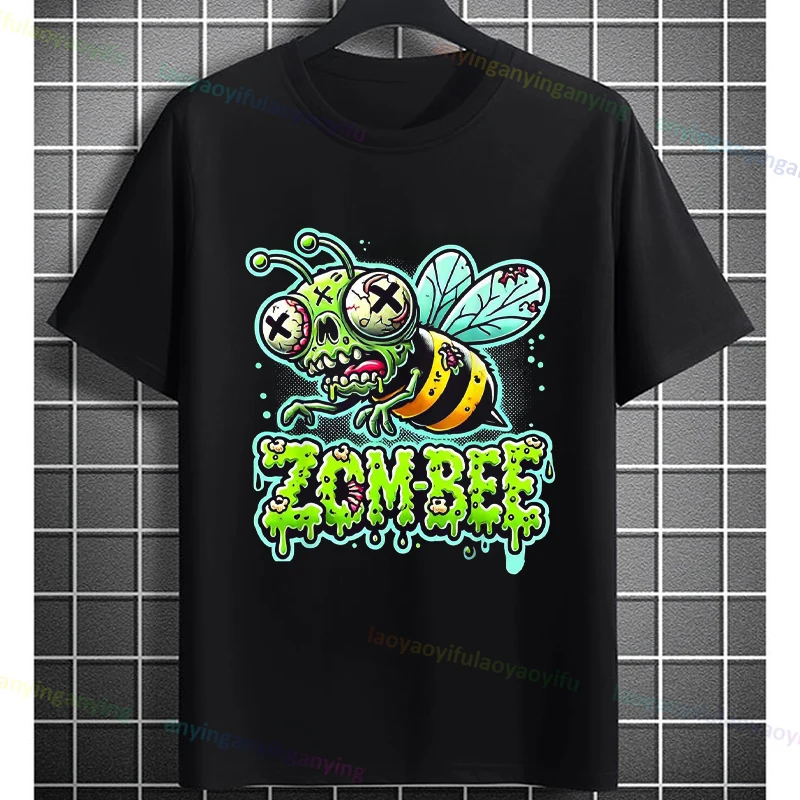 

Мужская футболка с рисунком Zombie Bee Apocalypse и моторошным дизайном ужасов Undead, черная футболка из чистого хлопка с короткими рукавами, уличная одежда