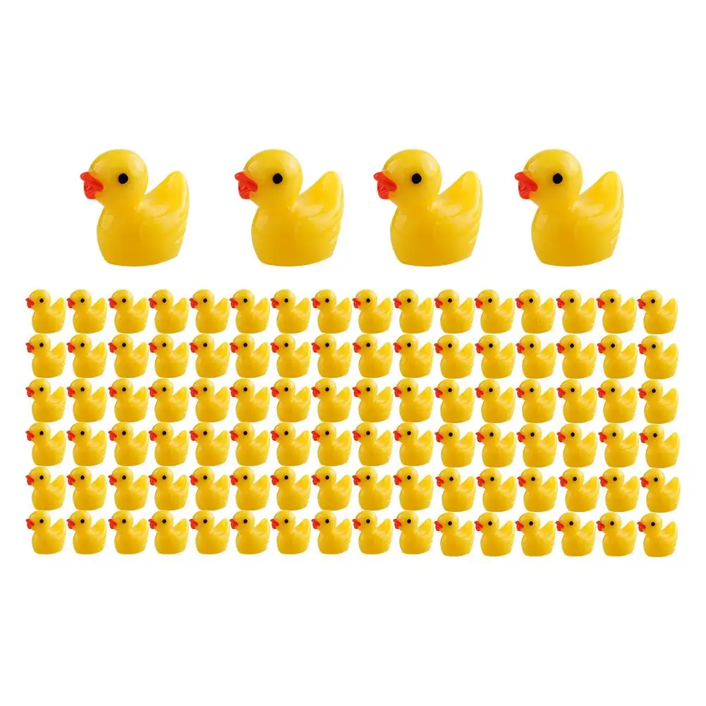 Miniature Duck Ornaments para artesanato de jardim, pato minúsculo, resina, amarelo, animal, paisagem, plantas, fada, Mic, X7t8, decoração, 100pcs