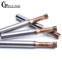GULING CNC Tungsten Steel Without Coating/TC50/Nano-Coating/TiALN Coating Three Row Thread Milling Cutter M1-M24