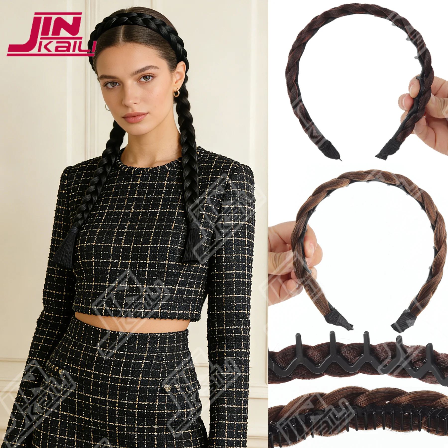 

Женская повязка для волос JKL: натуральная пушистая заколка-плетенка для укладки волос. Увеличивает объем волос, скрывает седину, идеально.