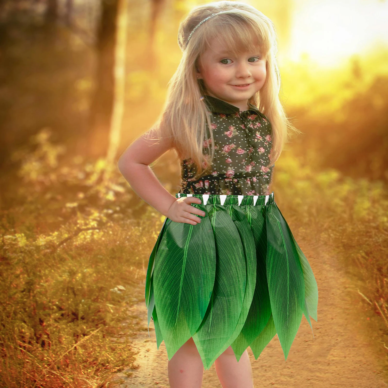 

Children's Grass Skirt Hawaiian Party Wear Stage Costume Polyester Girl Outfit Baby Boy