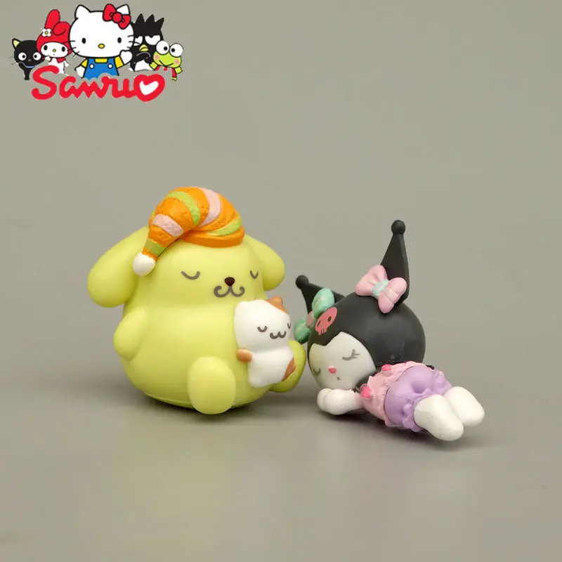 

MINISO Melody Kuromi Hello Kitty Cinnamoroll Pochacco Dolls Cake Ornaments for Kids Toy Kawaii Doll Peripherals Toys about 3-4cm