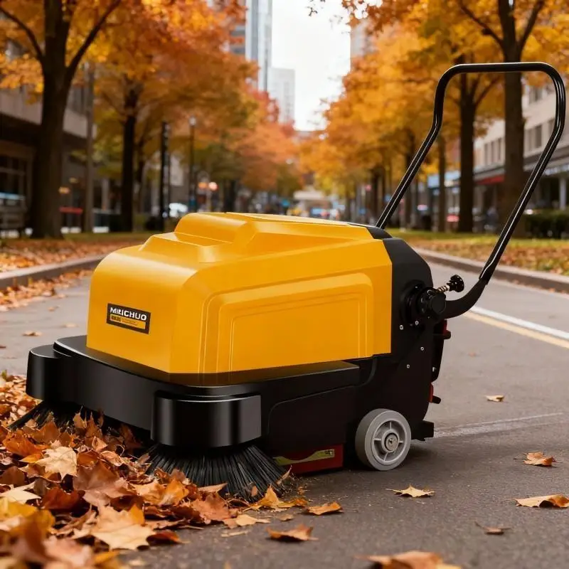 Battery Powered Mini Road Floor Sweeper Walk Behind Hand Push Machine for Outdoor Sweeping Custom Logo Available CE Certified