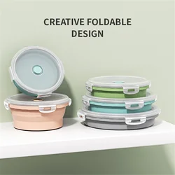 Collapsible Food Storage Container with Lid Portable Silicone Food Container Microwave Freezer Safe Lunch Box