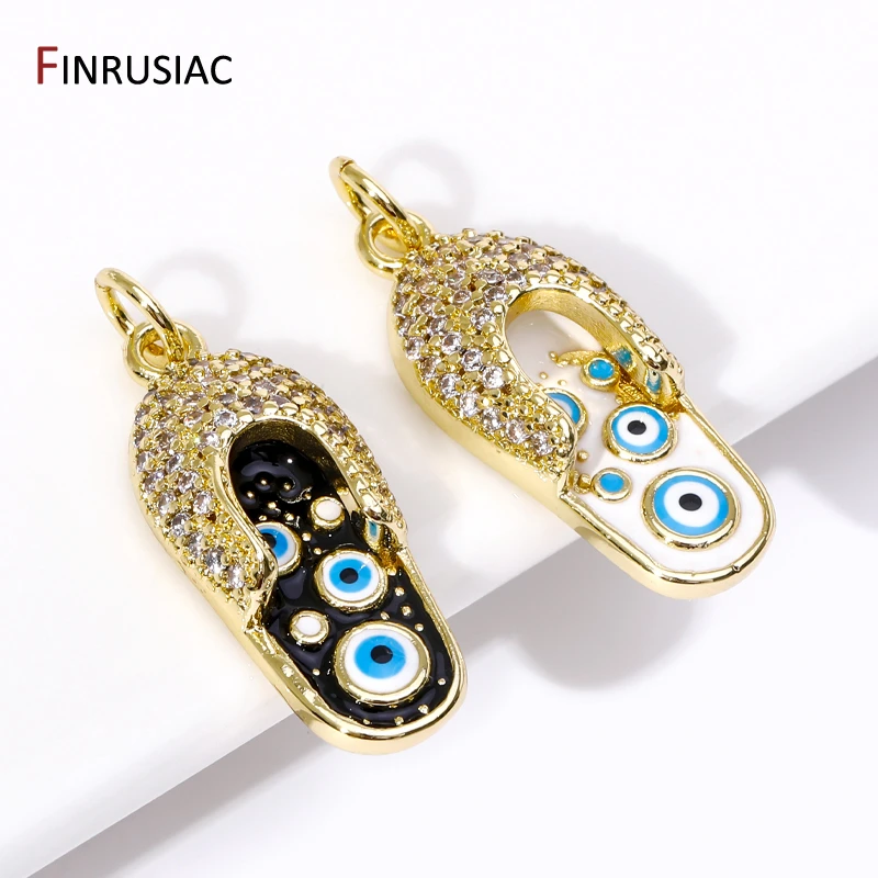 18K Gold Plated Brass Hamsa Hand Evil Lucky Eye Pendant Charms For Necklace Making Supplies DIY Handmade Jewelry Accessories