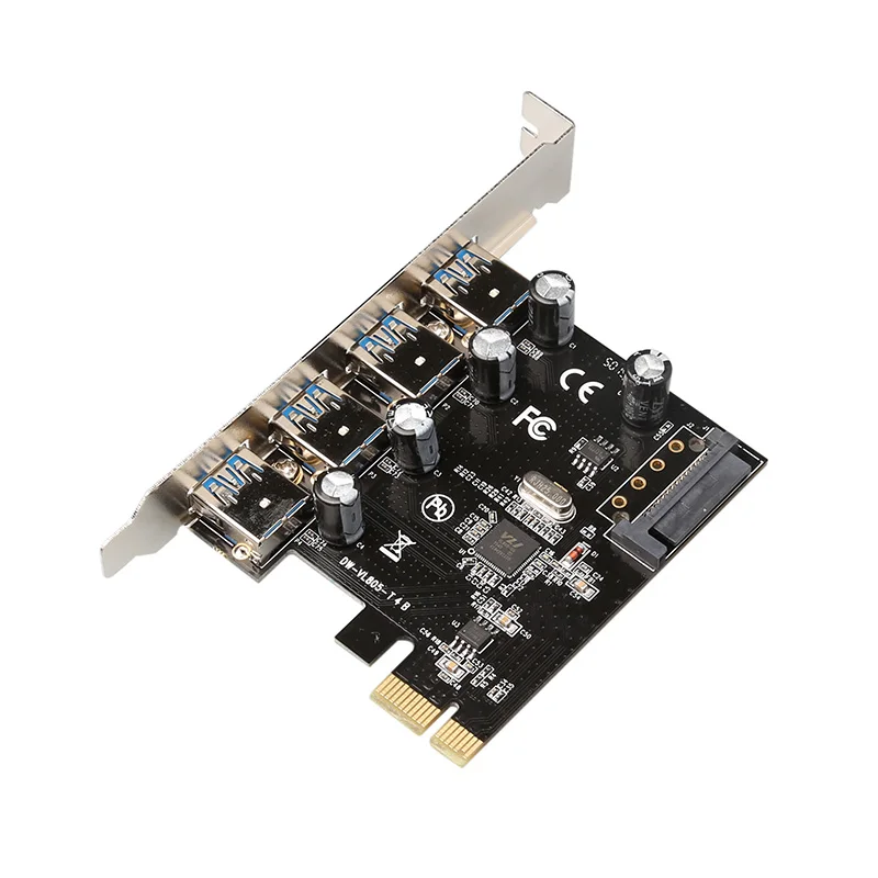 컴퓨터용 10PCS PCI 익스프레스-USB 3.0 변환기 4포트 USB B3.0 확장 카드 4핀 또는 15핀 SATA 커넥터