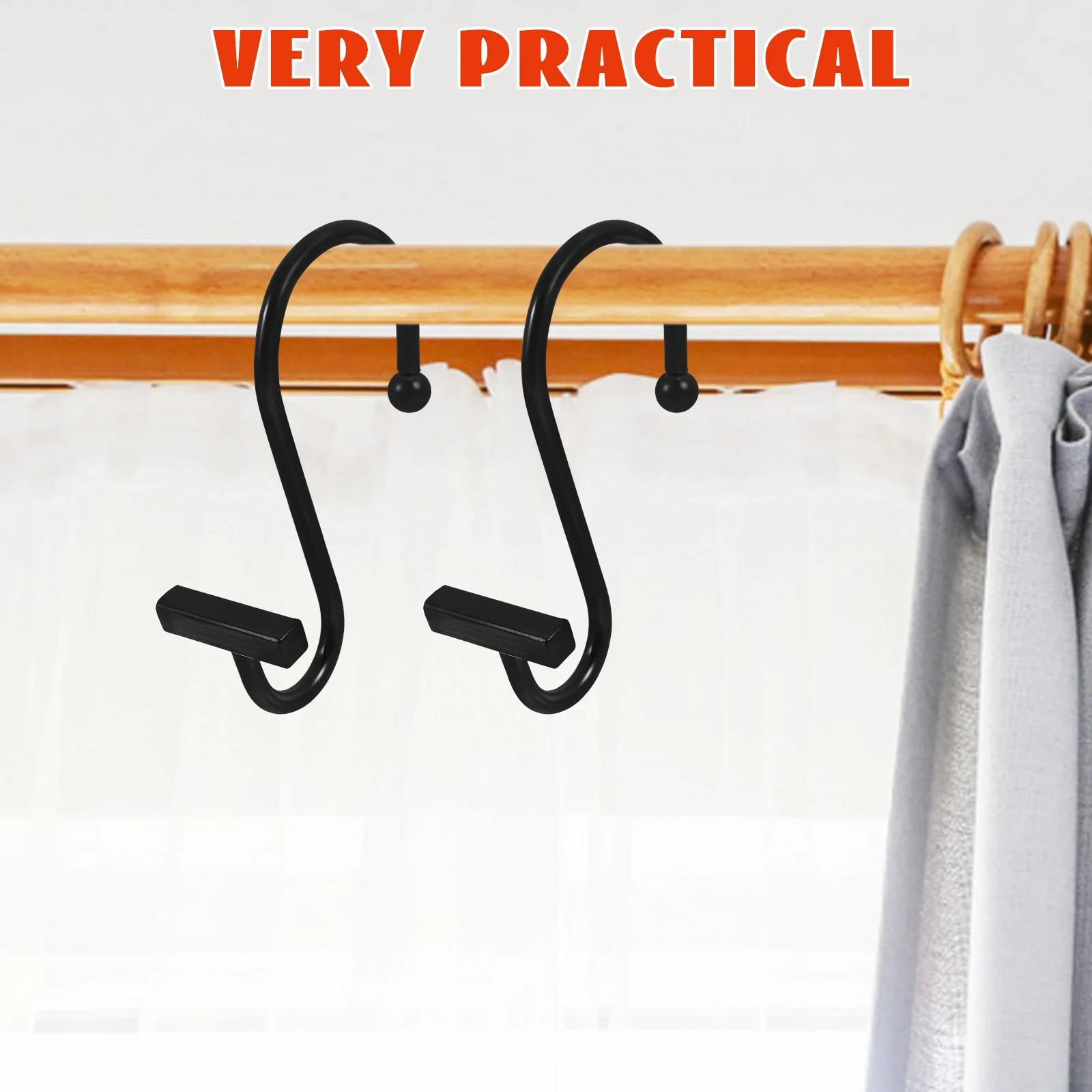 

12Pcs Shower Curtain Hooks Metal S-Shape Sliding Hook Bathroom Bedroom Decorative Curtain Rod Hooks Shower Hook