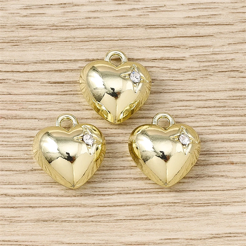 5 Stück 12 x 13 mm niedliche Metall-Kristall-Anhänger in Herzform für die Schmuckherstellung, Halsketten, Ohrringe, Armbänder, Zubehör, DIY-Geschenke – Detail 3