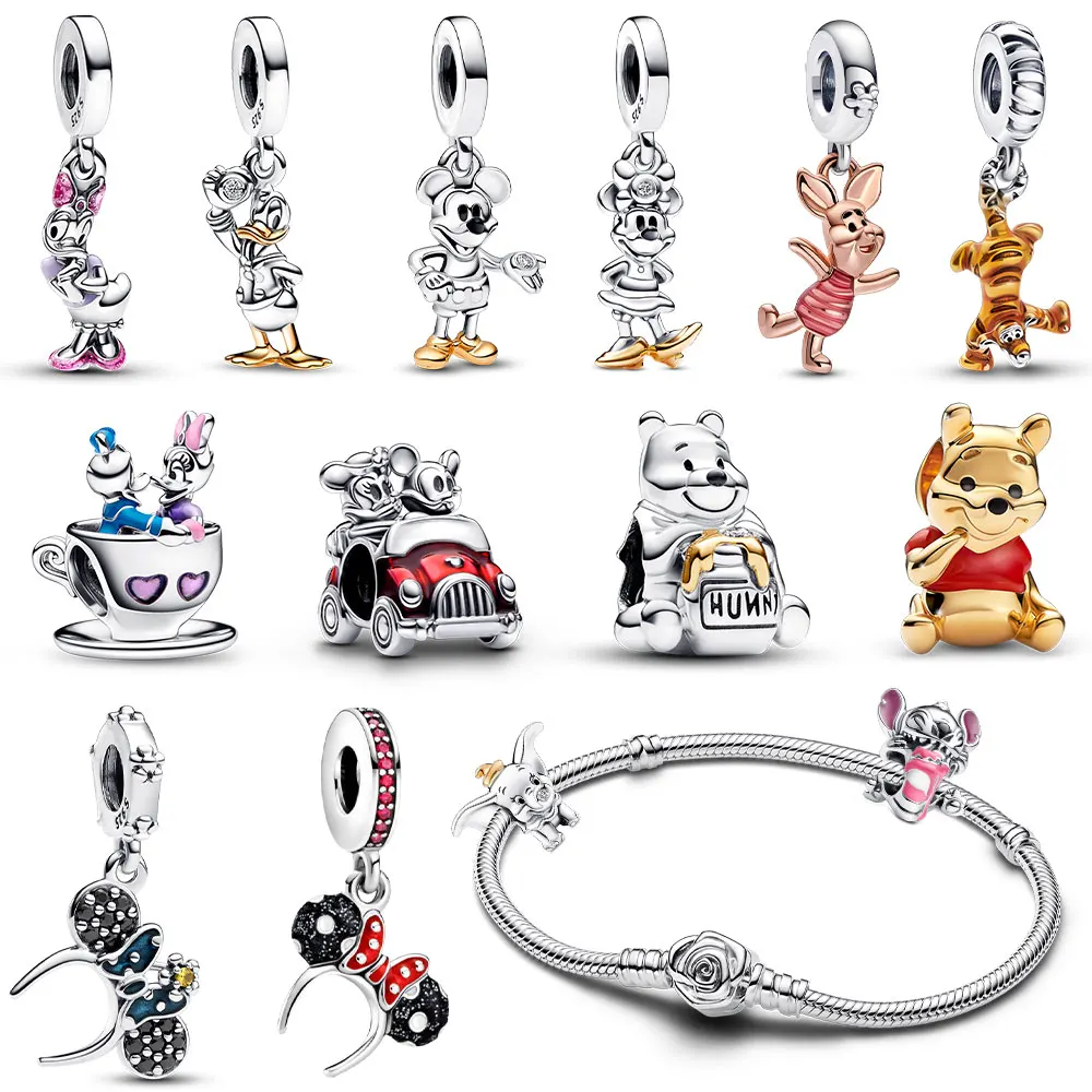 925 Sterling Silver 2024 New Hot Sale Charm Disney Pendant Fit Original Pandora Bracelet Diy For Women Classic mickey Bead Love