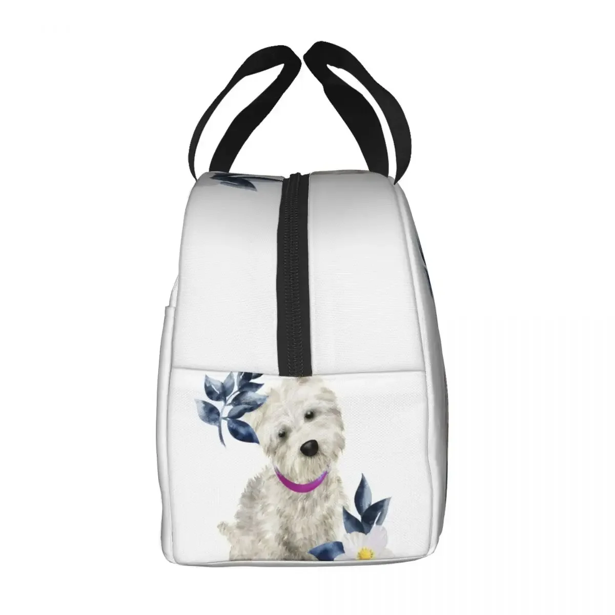 Westie Flowers Thermal Insulated Lunch Bag West Highland White Terrier Dog Resuable Lunch Tote for School Multifunction Food Box