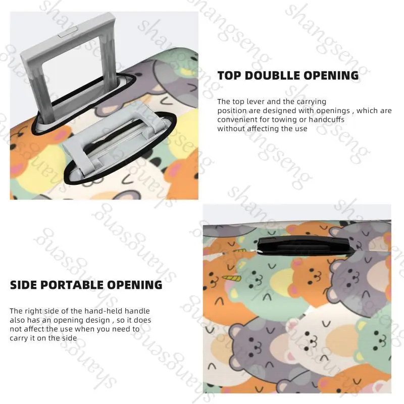 Cartoon Hamster Print Travel suitcase protective case, suitcase cover, elastic protection, washable Luggage cover, 18-32 in