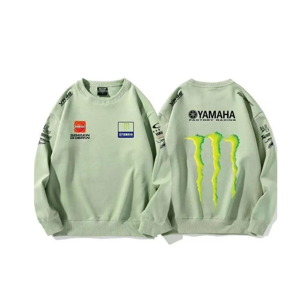 Men's Yamaha Monster Energy Racing Sweatshirt Casual Long Sleeve Crew Neck Pullover Motocross Streetwear Loose Fit Tops