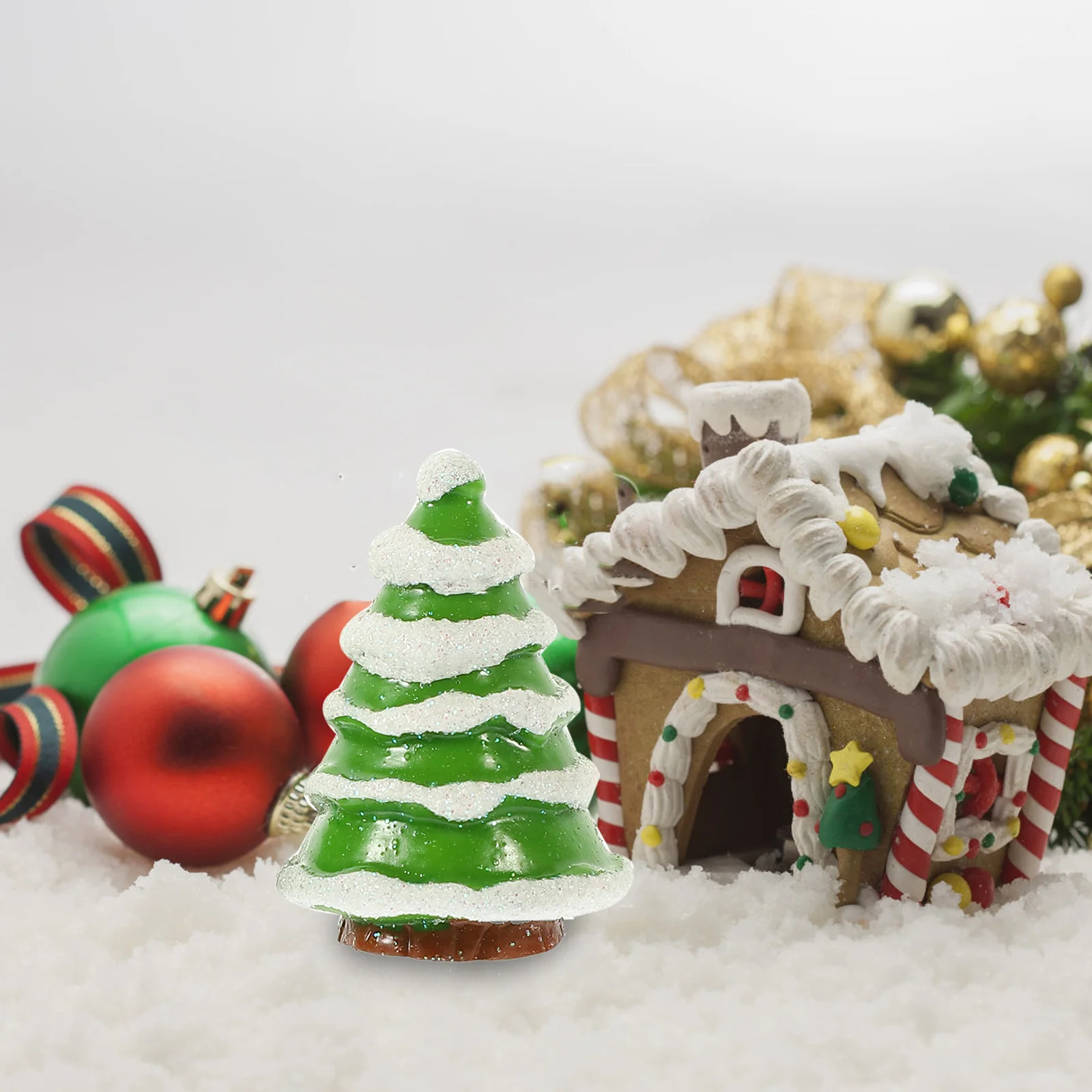 

12Pcs Mini Xmas Tree Decoration Artificial Resin Christmas Tree Desktop Ornament Festival Scene Decor Festival Scene Decor