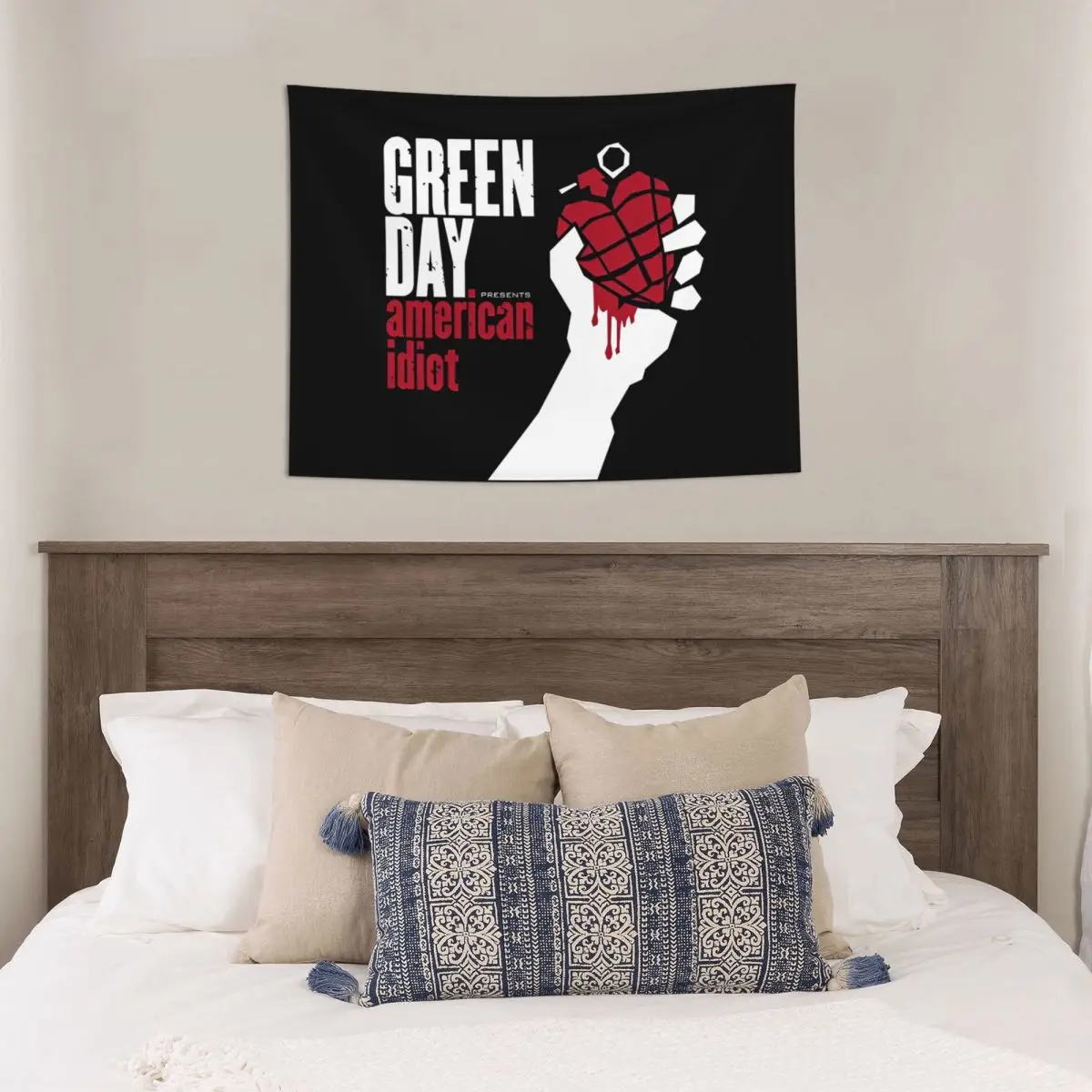 نسيج معلق على الحائط من بانك باللون الأخضر ، نسيج هيبي ، ألبوم امريكان احمق ، ديكور بوهيمي ، ديكور الغرفة ، 95x73cm #3