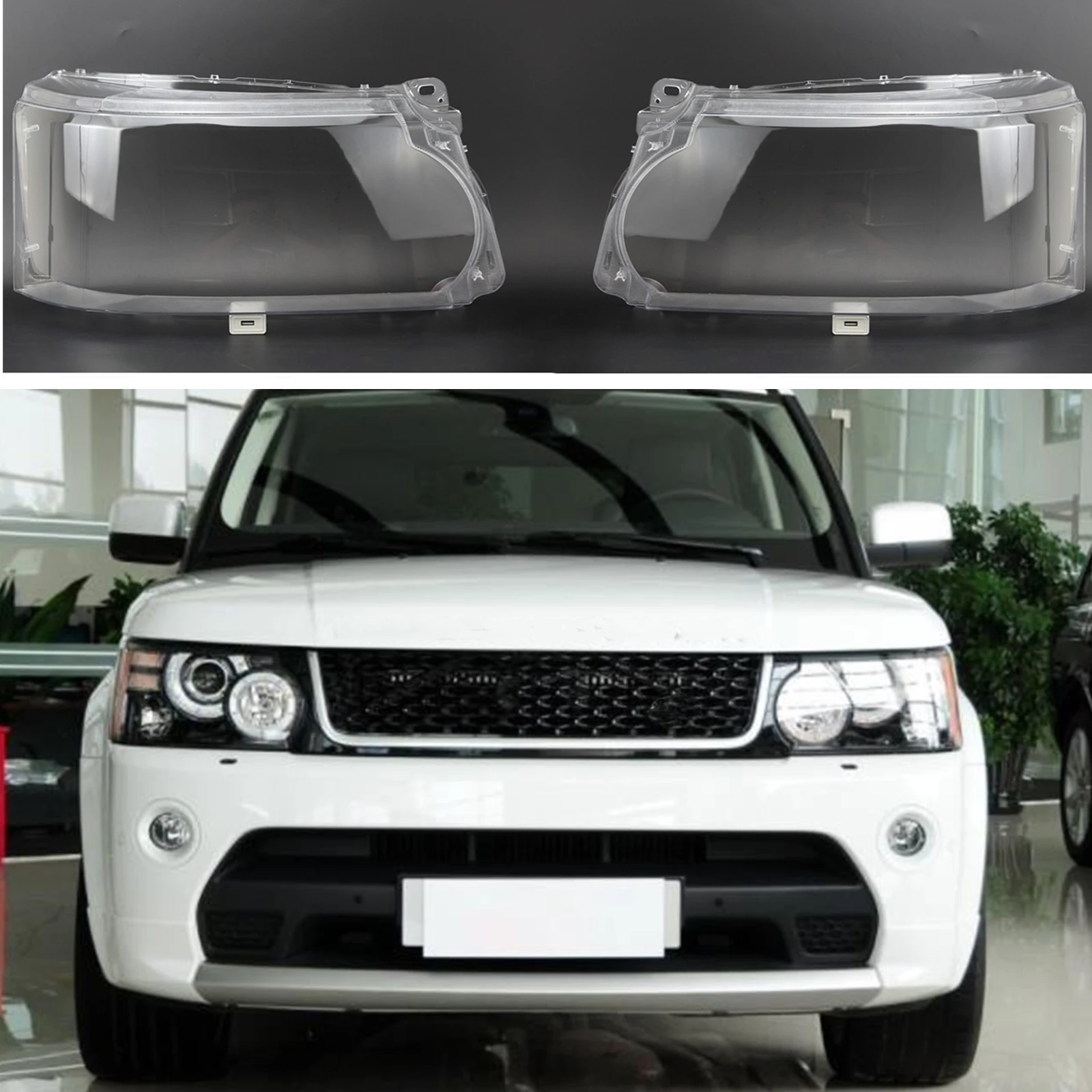 2PCS Left & Right Headlight Lens Cover Shell Front Head Light Lampshade For Land Rover Range Rover Sport 2010 2011 2012 2013