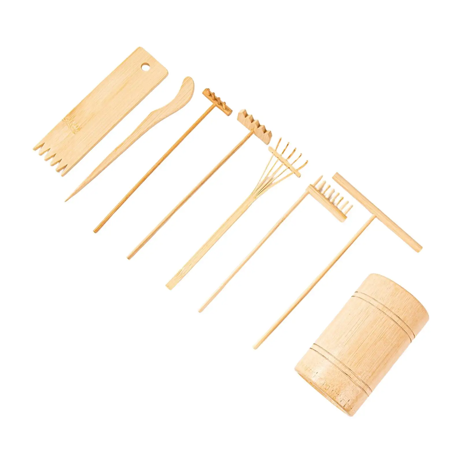 Mini Bamboo Sand Rake Toy Set Creative Garden Sand Accessories for Kids Desktop Zen Art Therapy