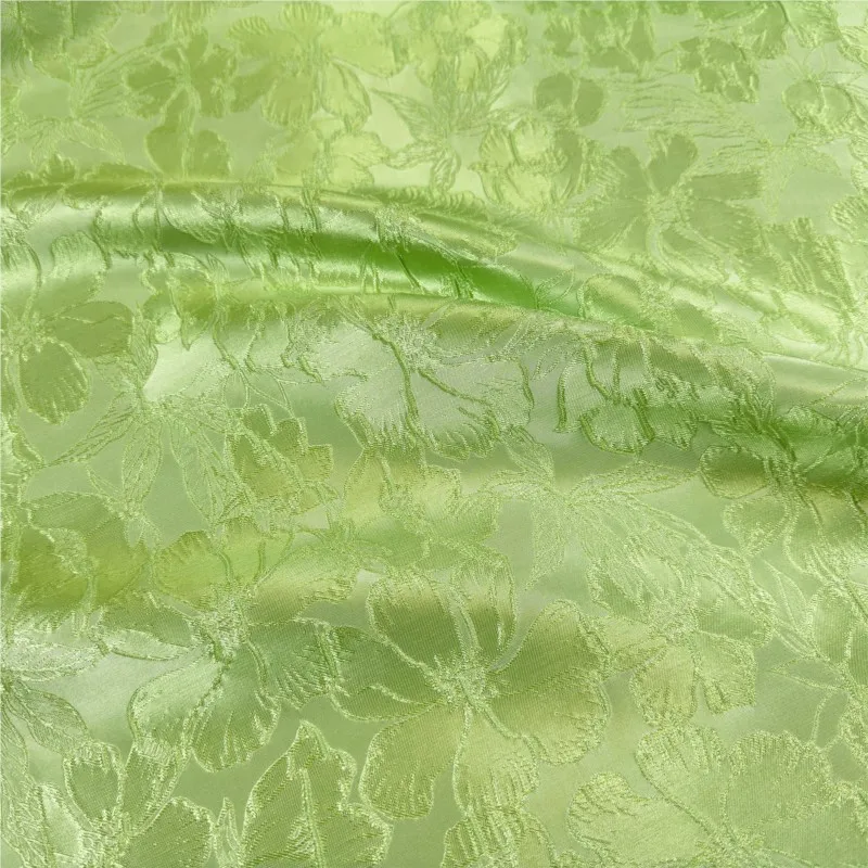 

Spring green mercerized embossed jacquard fabric crisp dress trench coat evening fashion design
