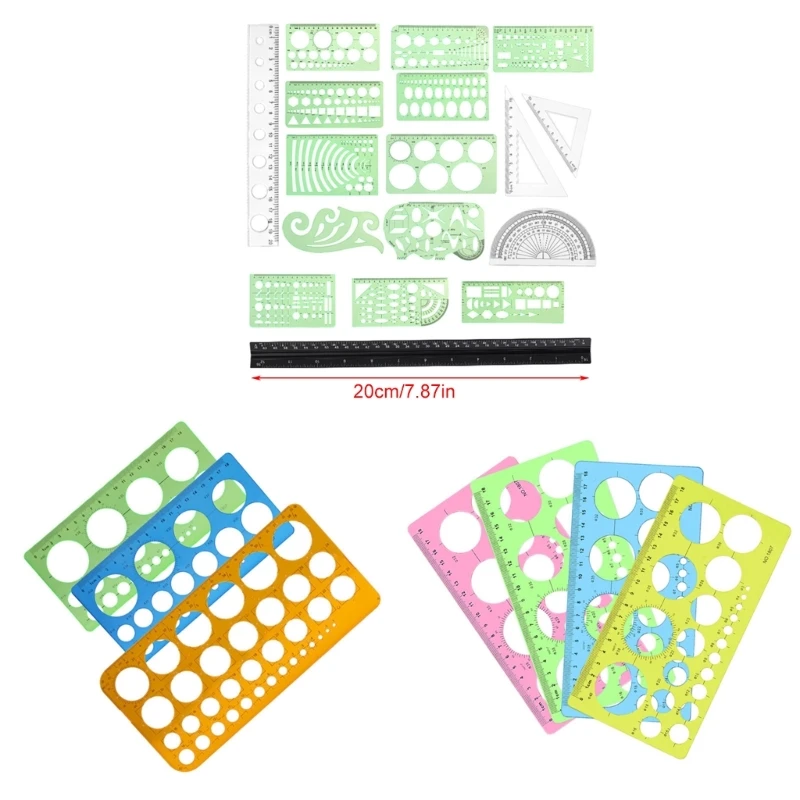 Circles Templates Measuring Circles Ruler Circles Stencil Geometry Ruler Office School Supplies for Building Drawing