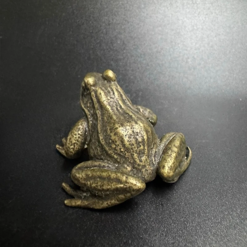 

Little Fairy/ Retro Brass Frog Desktop Ornament Creative Metal Animal Tea Pet Mini Sculpture Living Room Home Decoration Gift