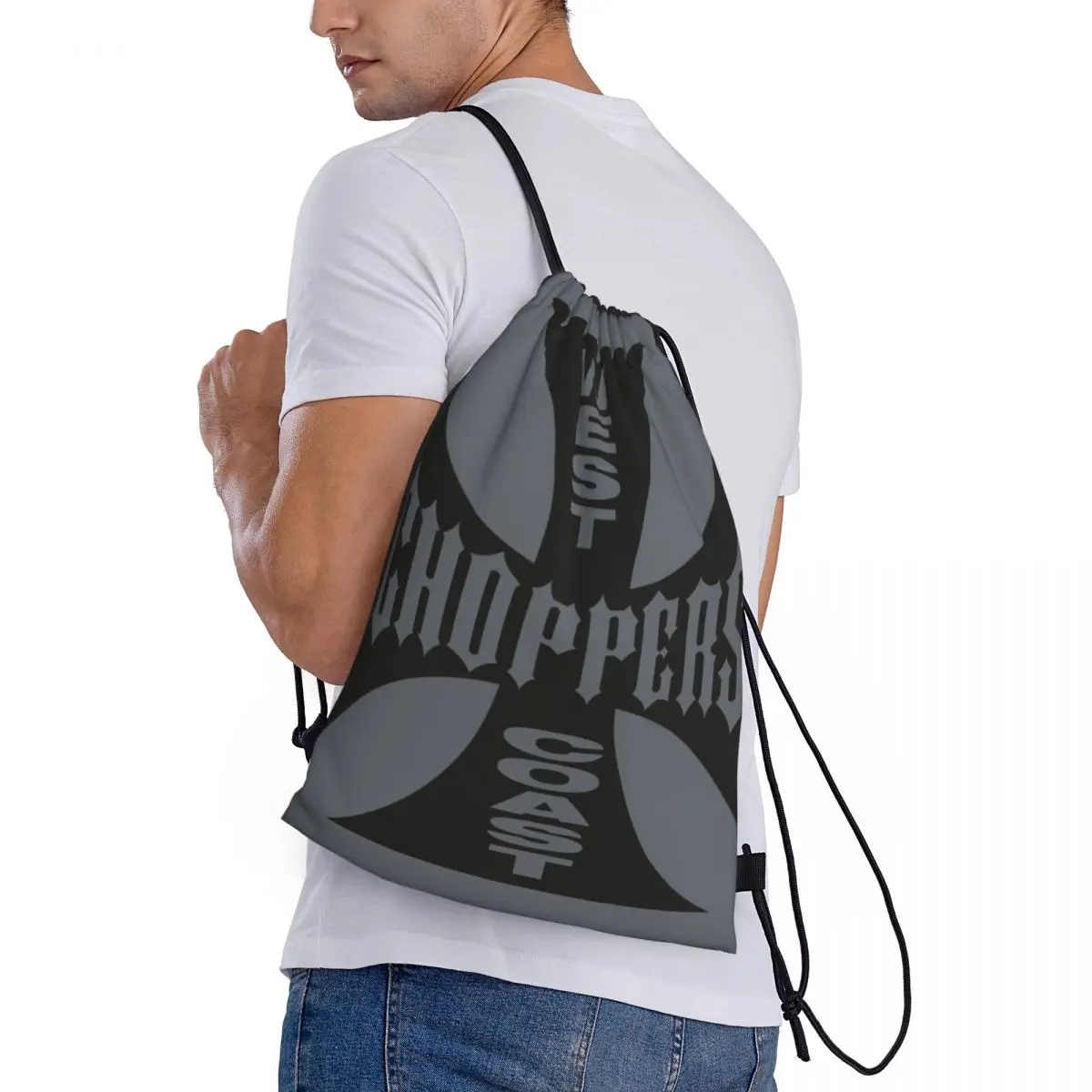 Custom West Coast Iron Cross Choppers Drawstring Backpack Women Men Gym Sport Sackpack Foldable Training Bag Sack