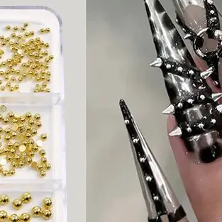

6 Grids 3d Mini Punk Metal Nail Studs Mix Size Silver Gold Black Nail Art Charms Alloy Rivets Stick Cone Diy Crafts Decoration