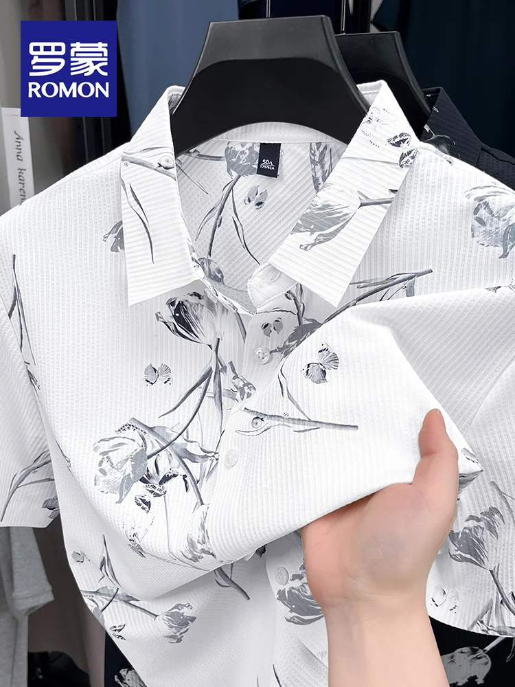 

Lormen Ice Silk ort Sve irt Men's Summer New Sle Thin Hanging Cool Casual irt Breathable Busin Gentleman Nylon ...