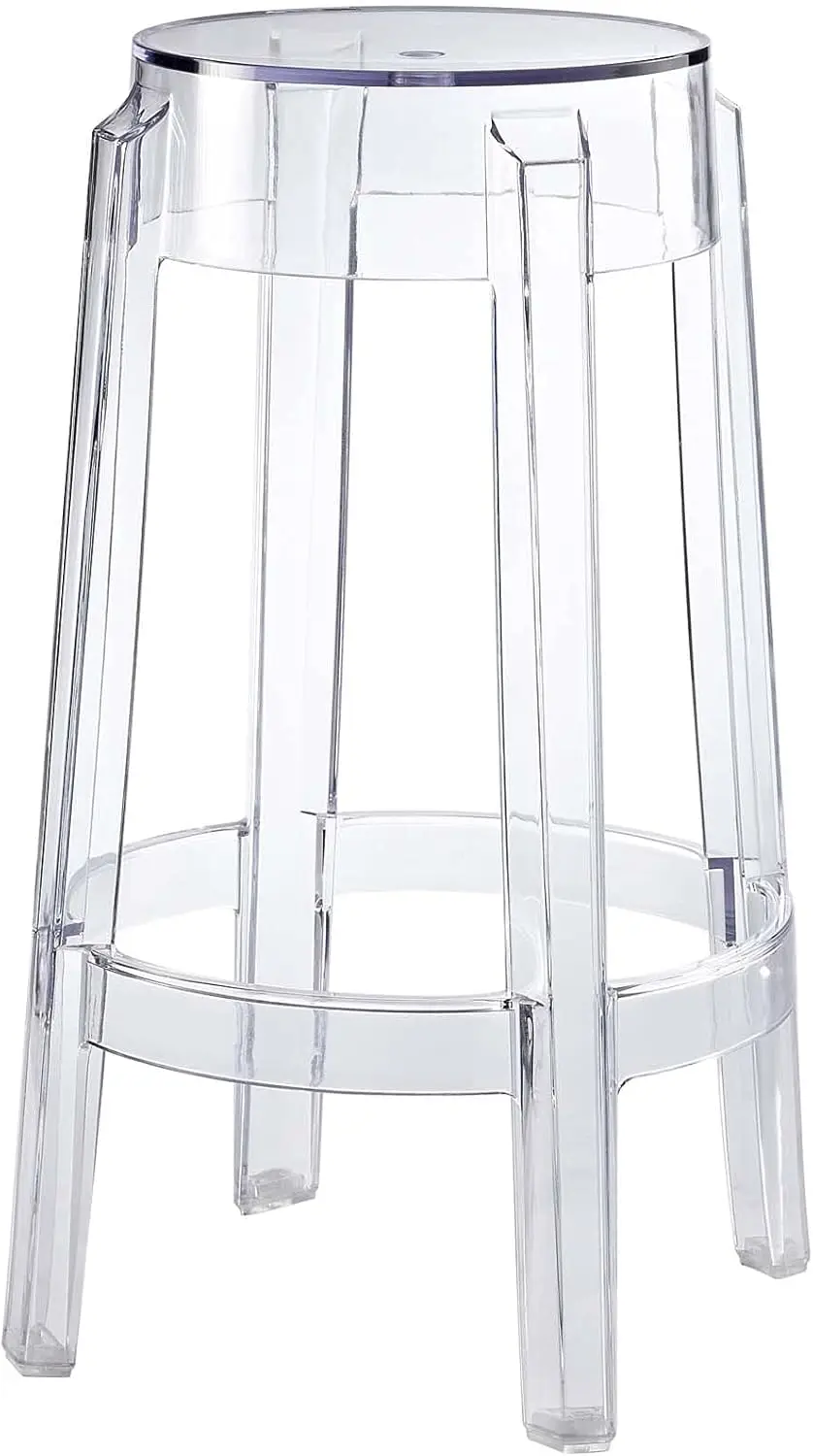 

Casper Modern Acrylic Counter Bar Stool in Clear - Fully Assembled