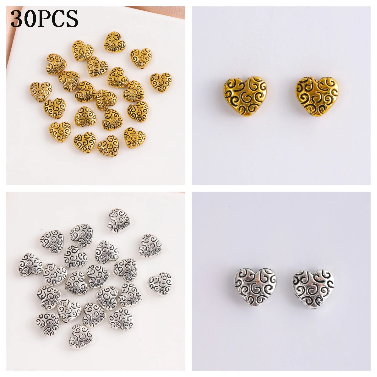 

30pcs 0.8cm × 0.9cm Tricolor Wave Pattern Love DIY Handmade Jewelry Pendant Necklace Eardrop Accessories