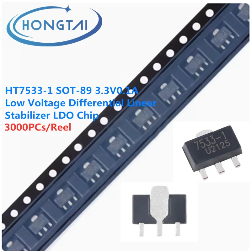 

3000PCs/Reel Free Shipping UMW HT7533-1 SOT-89 3.3V0.1A Low Voltage Differential Linear Stabilizer LDO Chip Original New