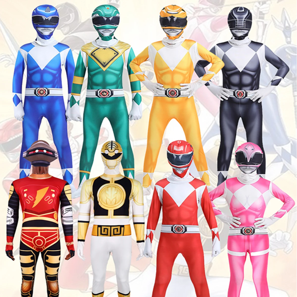 Morpher Superhelden-Cosplay-Kostüm Samurai Sentai Shinkenger Rangers Cosplay Fantasia Halloween Geburtstagsparty Jumpsuit Maskenanzug