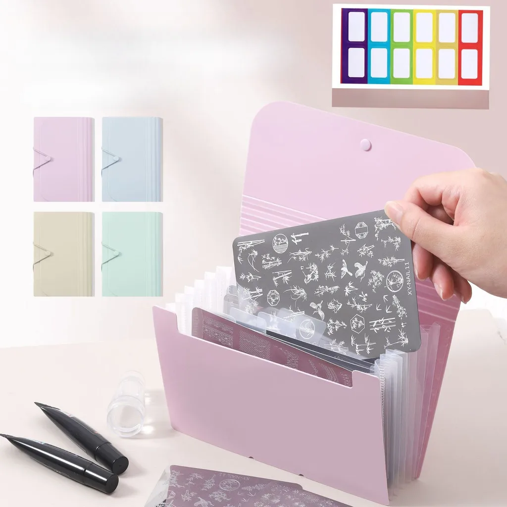Nail Stamper Plates Storage Book, Foldable, Dust-proof and Scratch-resistant Nail Sticker Steel Plate Storage Album Bag Tool