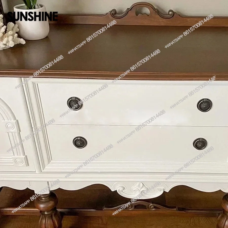 

retro solid wood carving flower entrance cabinet, small apartment contrasting color decoration medium antique partition caX