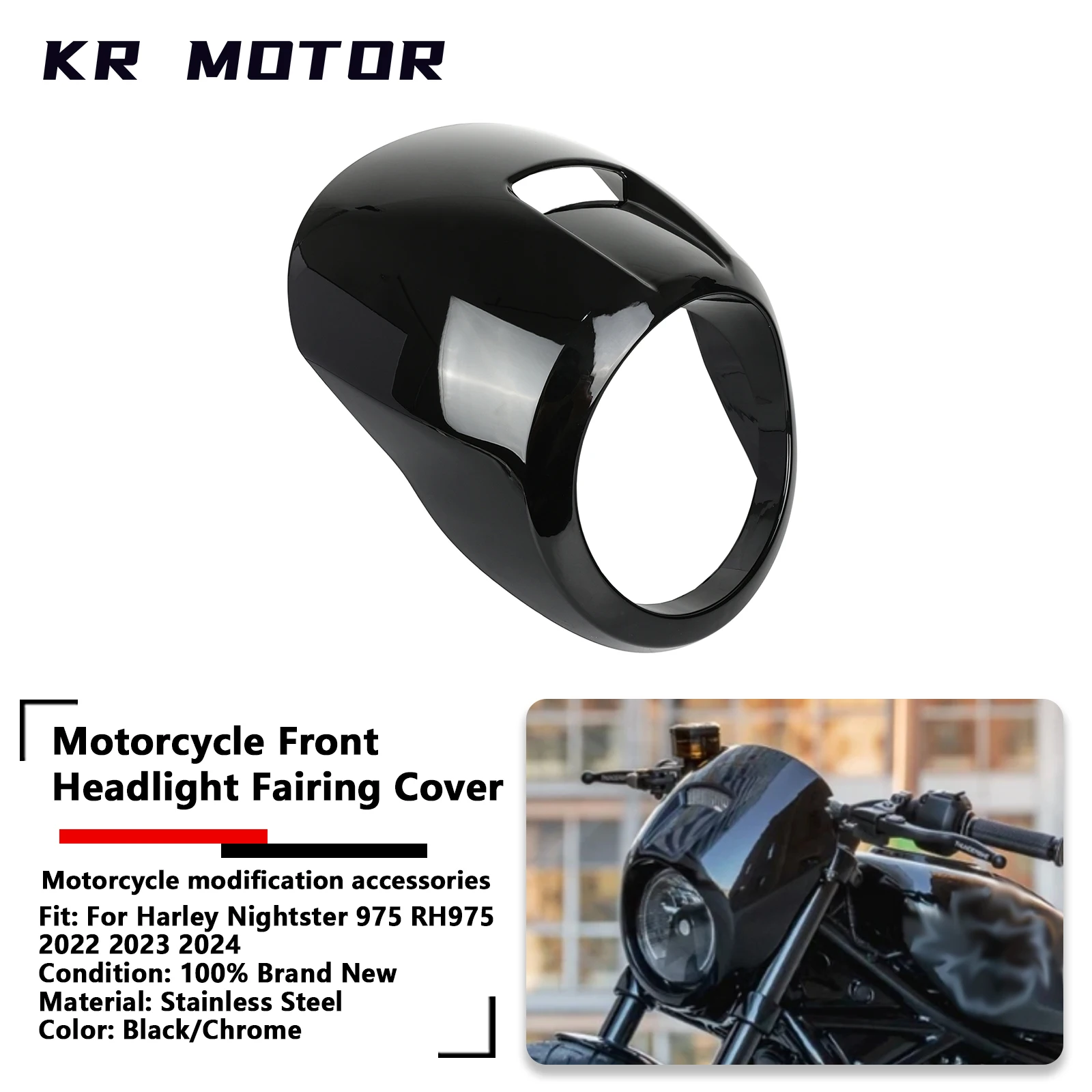 

Fits For Harley Nightster 975 RH975 RH 975 2022-2024 Motorcycle Front Headlight Cover Wind Shield Fairing Head Light Fairing