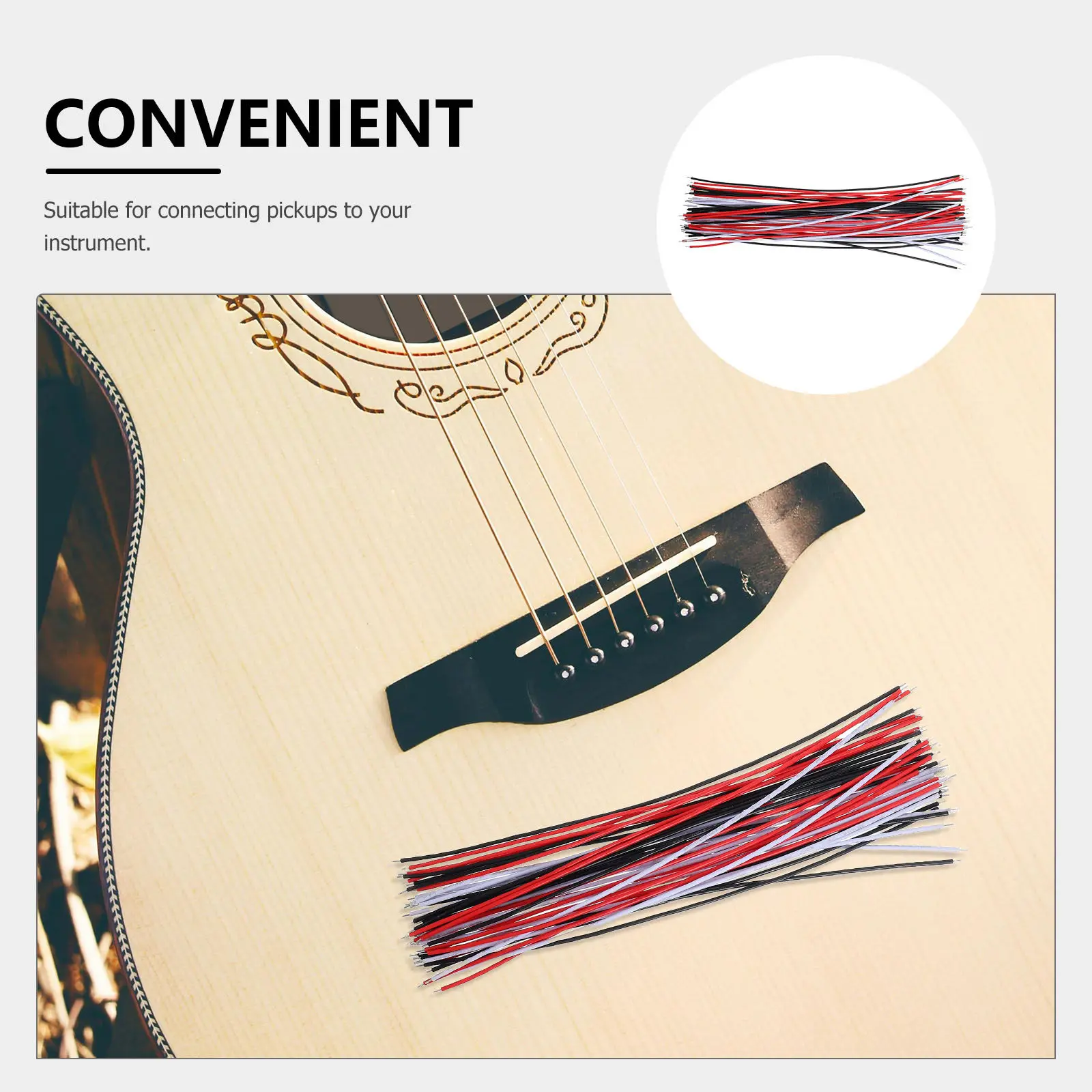 45Pcs Guitar Pickup Wire Shielded Stable Signal Transmission for Electric Guitar Instrument Studio Stage Use Black White Red