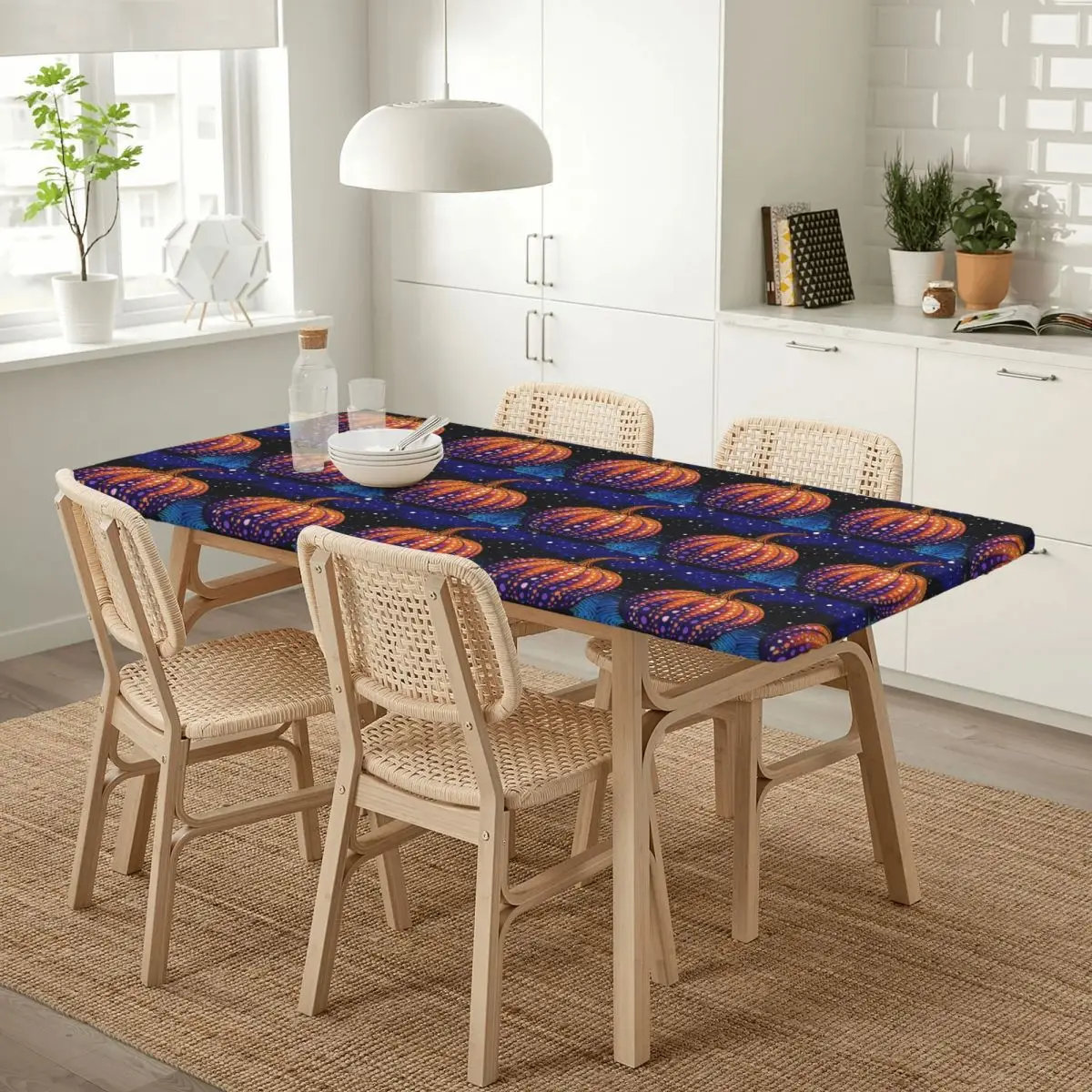 Yayoi Kusama Polka Pumpkin Custom Rectangular Tablecloth Oilproof Table Cover for Dining Events Table Cloth