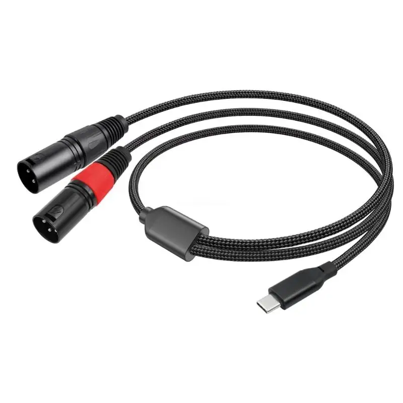 Stereo USB C Type to Double 3Pin Male Output Cable Aux Connector Wire Line for Speakers Mixing Consoles Dropship