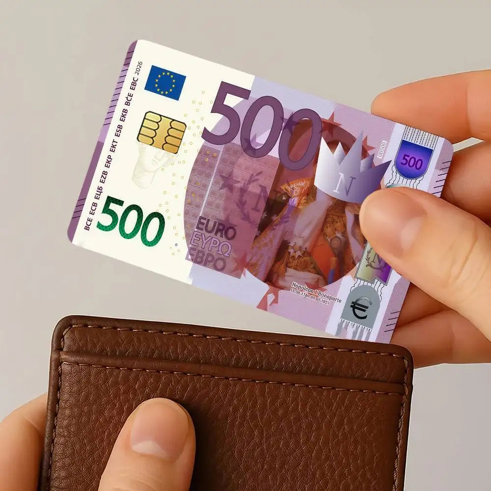 Art European 500 Euro Credit Card Stickers Skin for Bank Debit Decorative Protection 4PCS Anti-scratch Waterproof