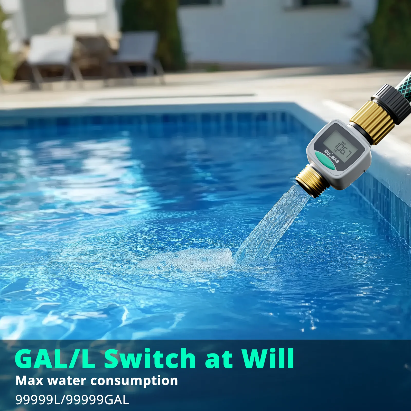 2 عبوة من مقياس تدفق المياه مع مدخل ومخرج نحاسي، قياس استهلاك الجالون/الليتر ومعدل التدفق لملء خزان المياه RV