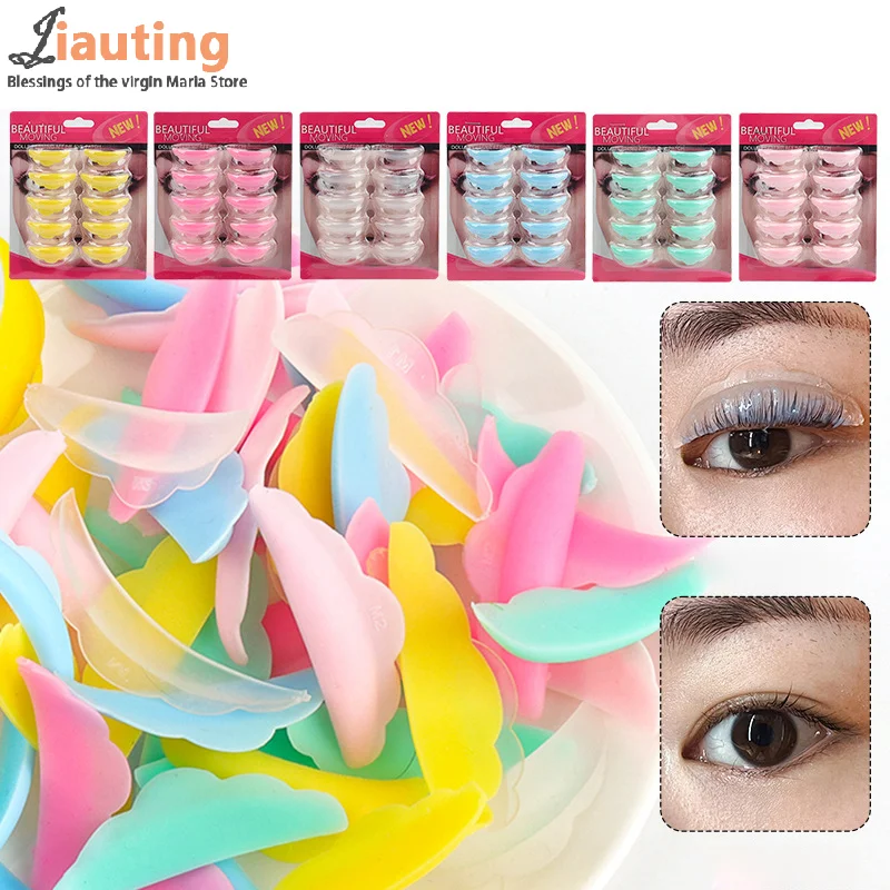 Reusable 5 Pairs Perm False Eyelash Pad Kit Silicone Protection Pads Eyelash Extension Lifting Curler Graft Shield Patch Tools