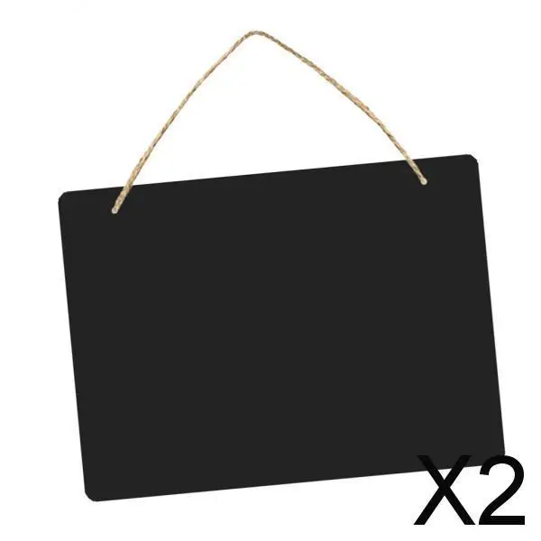 2X 1 Piece Double Sided Wooden Blackboard Hanging Chalkboard with