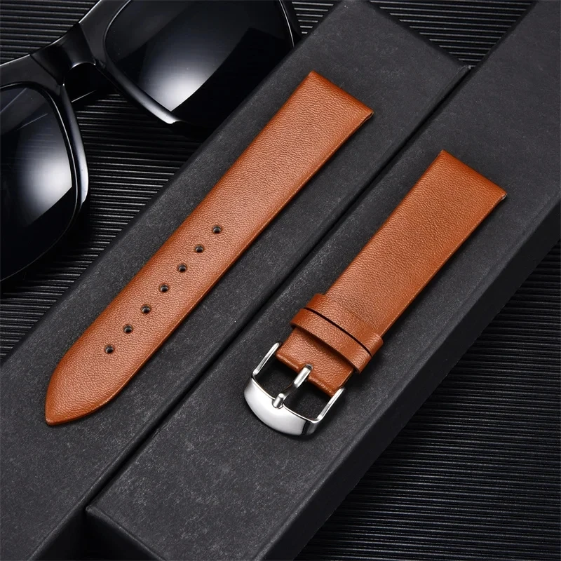 Leisure Calfskin Leather Watchbands Women Fashion Bracelets Business Straps 16mm 18mm 20mm 22mm Simple Thin Watchband